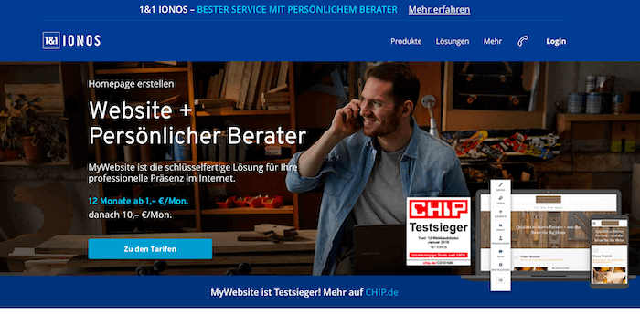 1&1 MyWebsite Startseite